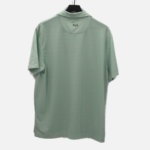 Hickey Freeman Golf Striped Short Sleeve Polo Shirt in Green & White -Size Large - Picture 3 of 6